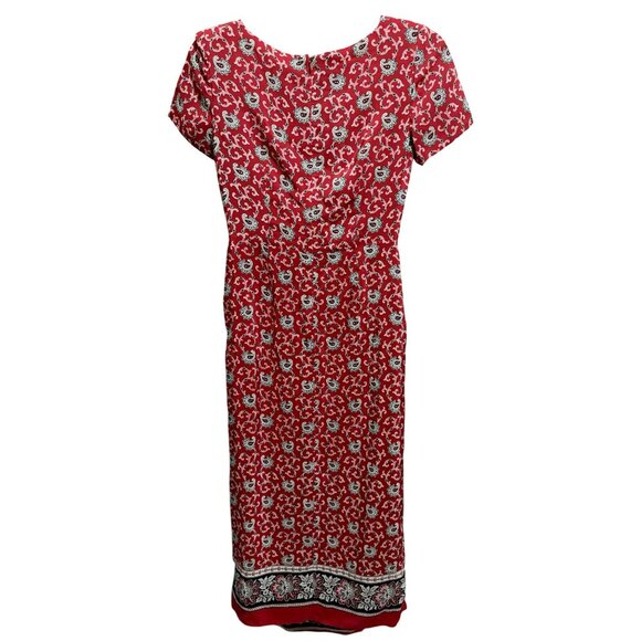 Vintage Talbots 100% Silk Paisley Border Print Maxi Dress Sz 6 Side Wrap - Picture 4 of 6